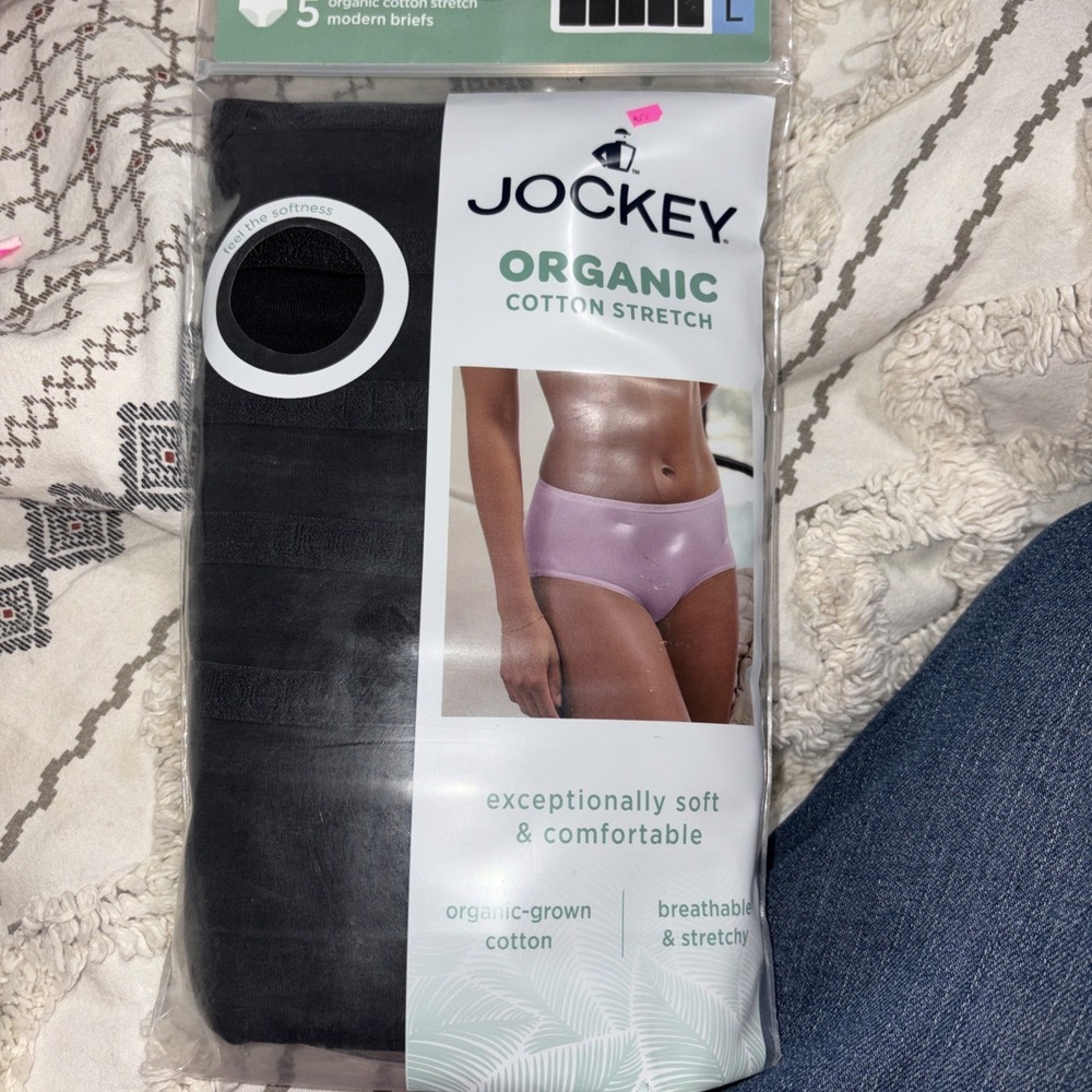 Jockey Large Women's 5-Pack Organic Cotton Stretch Modern Briefs Size Black New